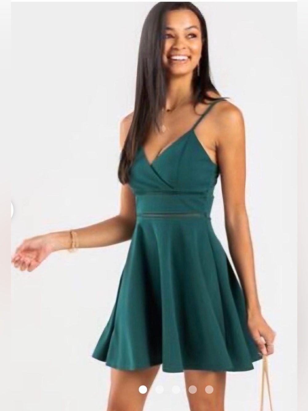 Forest Green V-Neck Spaghetti Strap Dress